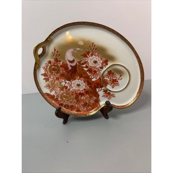 Vintage Japanese Imari Hand-Painted Porcelain Dish With Peacock & Floral Motif - Picture 5 of 11